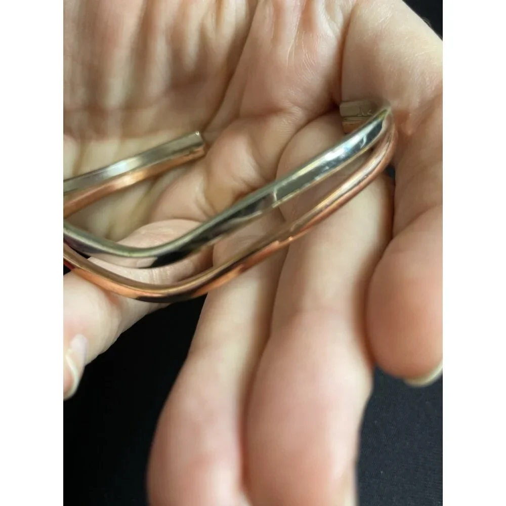 Vintage Sergio Lub California Silver-tone Copper-tone Wave Cuff Bracelet
